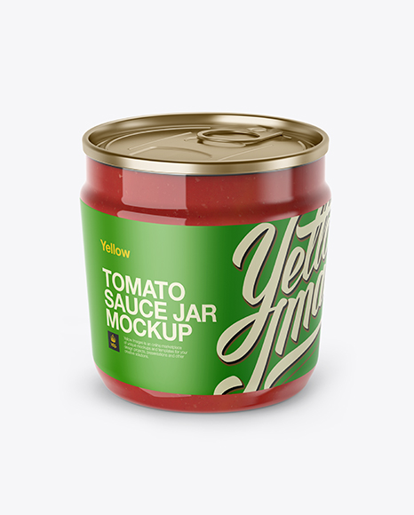 Plastic Jar With Tomato Sauce Mockup (High-Angle Shot)