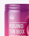 100ml Open Round Tin Box with Glossy Finish Mockup - Front View