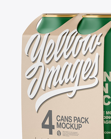 Carton Carrier W/ 4 Matte Cans Mockup