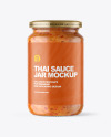 Clear Glass Jar with Sweet Chili Thai Sauce Mockup