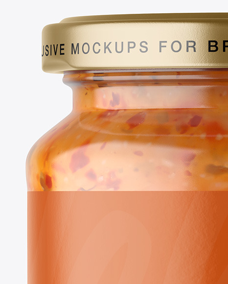 Clear Glass Jar with Sweet Chili Thai Sauce Mockup