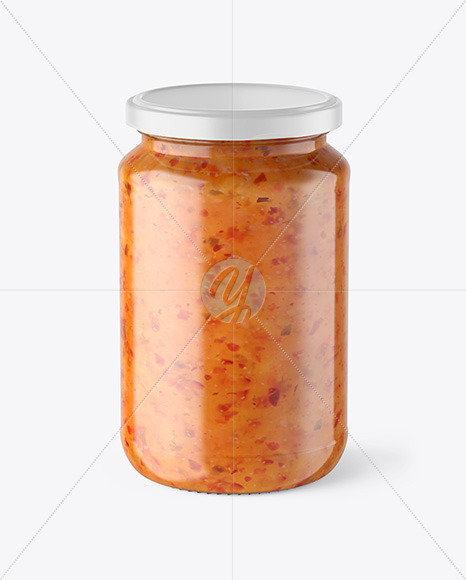 Clear Glass Jar with Sweet Chili Thai Sauce Mockup