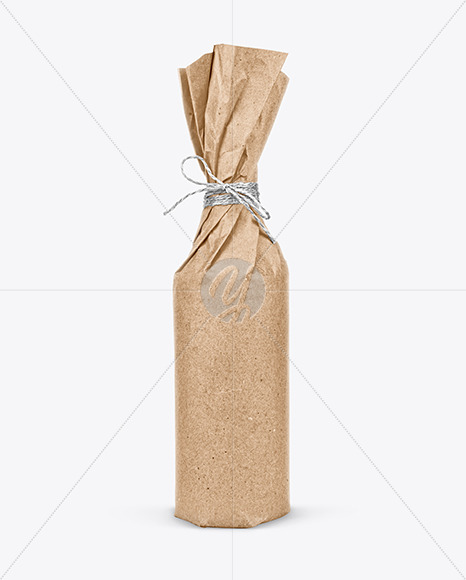 Bottle In Craft Paper Mockup