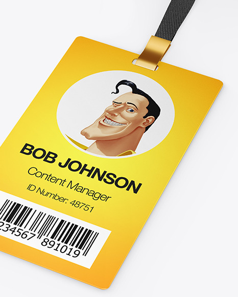 Lanyard w/ Plastic ID Card Mockup