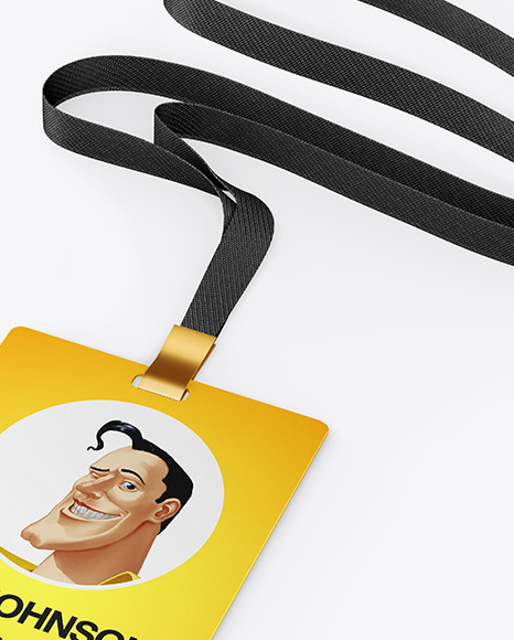 Lanyard w/ Plastic ID Card Mockup