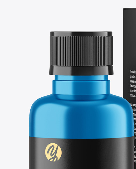 Metallic Bottle with Box Mockup