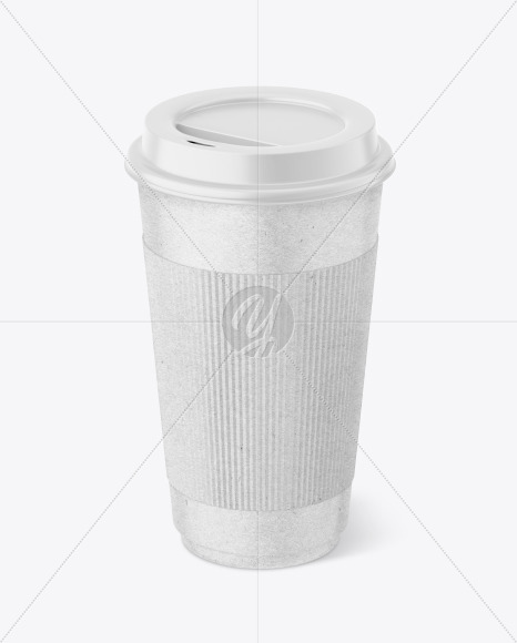 Kraft Paper Coffee Cup With Kraft Holder Mockup