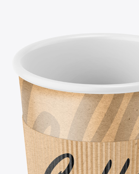 Kraft Paper Coffee Cup With Kraft Holder Mockup