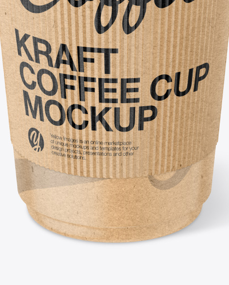 Kraft Paper Coffee Cup With Kraft Holder Mockup