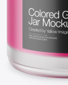 Opened Frosted Glass Jar With Colored Gel Mockup