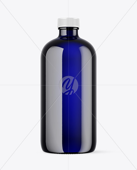 Blue Glass Bottle Mockup