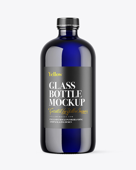 Blue Glass Bottle Mockup