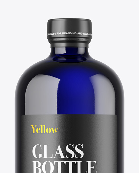 Blue Glass Bottle Mockup