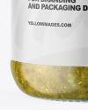 Clear Glass Jar with Spicy Herbs Sauce Mockup