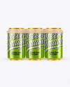 6 Pack Metallic Cans with Holder Mockup