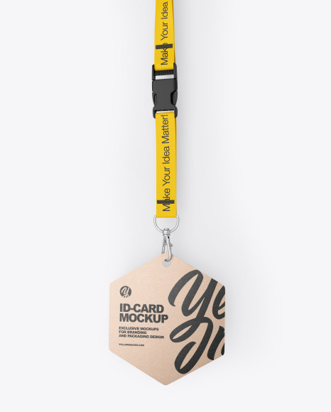 Lanyard w/ Hexagonal Plastic Card Mockup