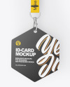 Lanyard w/ Hexagonal Plastic Card Mockup