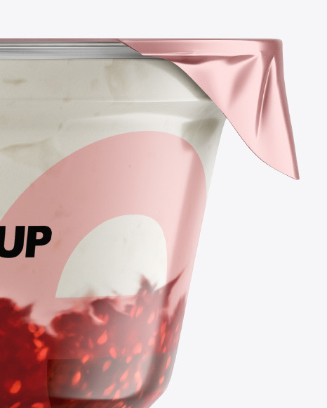 Plastic Cup w/ Yogurt and Raspberry Jam