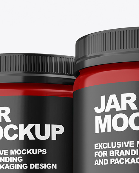 Three Glossy Plastic Jars Mockup