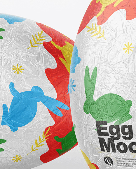 Two Eggs in Metallic Foil Mockup