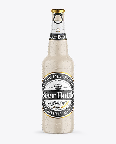 Ceramic Beer Bottle w/Condensation Mockup