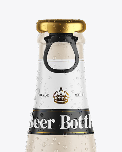 Ceramic Beer Bottle w/Condensation Mockup