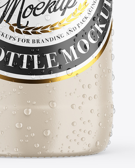 Ceramic Beer Bottle w/Condensation Mockup