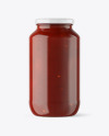 Clear Glass Jar with Red Sauce Mockup