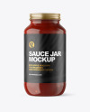 Clear Glass Jar with Red Sauce Mockup