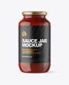 Clear Glass Jar with Red Sauce Mockup