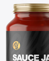 Clear Glass Jar with Red Sauce Mockup