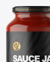 Clear Glass Jar with Red Sauce Mockup