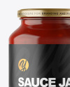 Clear Glass Jar with Red Sauce Mockup