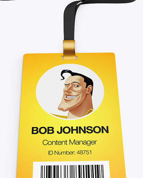 Lanyard w/ Plastic ID Card Mockup