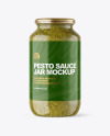 Clear Glass Jar with Pesto Sauce Mockup