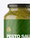 Clear Glass Jar with Pesto Sauce Mockup