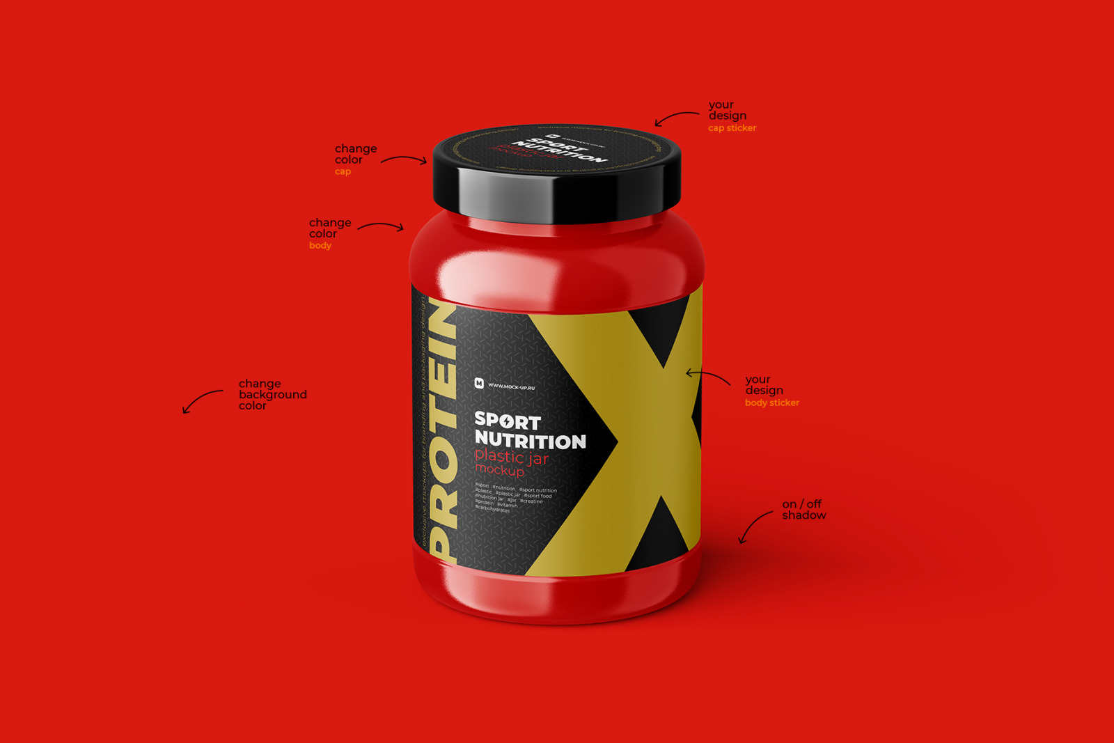 Sport Nutrition Plastic Jar Mockup - angle shot Sport Nutrition Plastic Jar Mockup - angle shot
