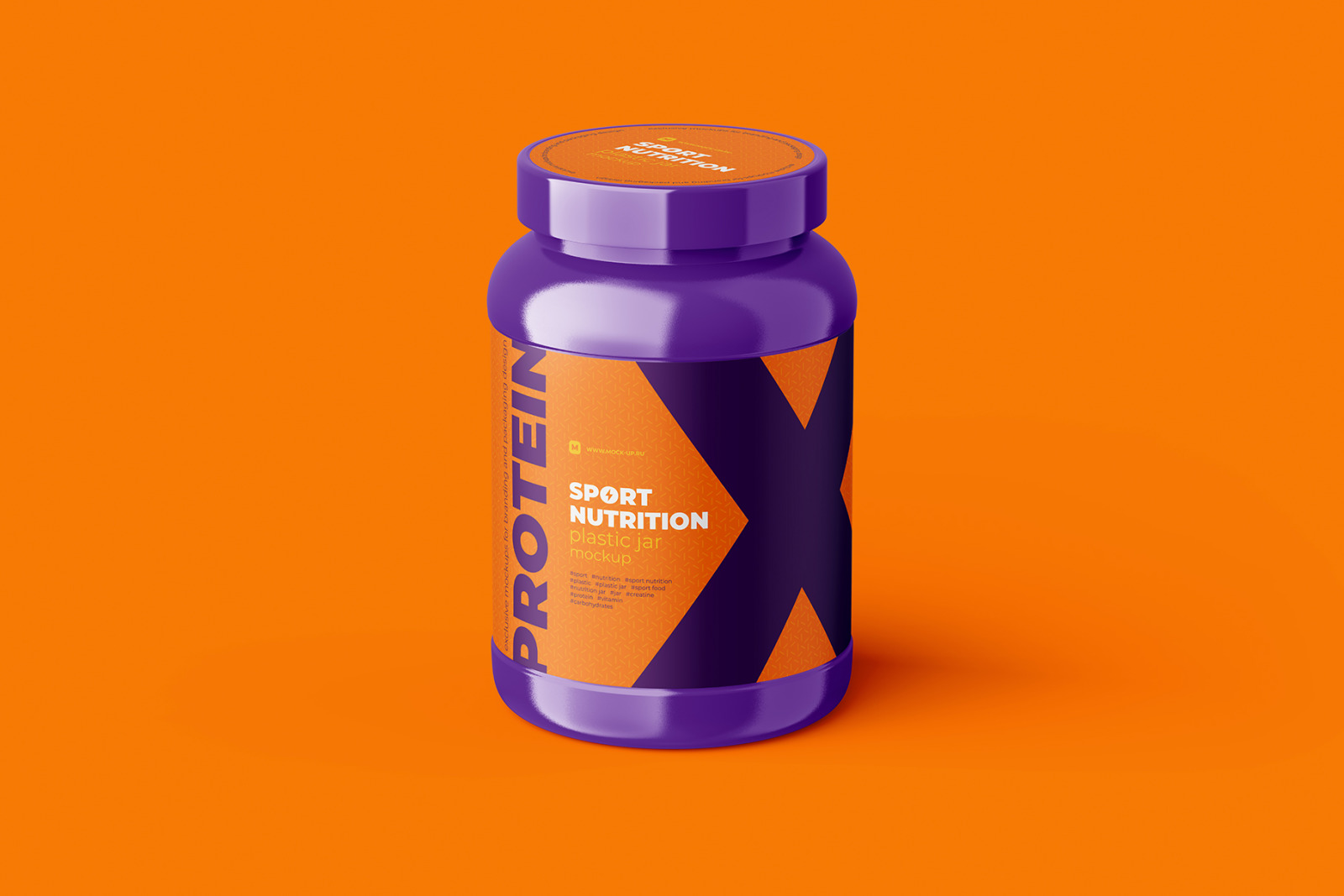 Sport Nutrition Plastic Jar Mockup - angle shot Sport Nutrition Plastic Jar Mockup - angle shot