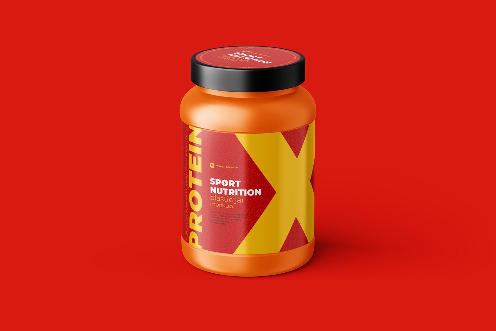 Sport Nutrition Plastic Jar Mockup - angle shot Sport Nutrition Plastic Jar Mockup - angle shot