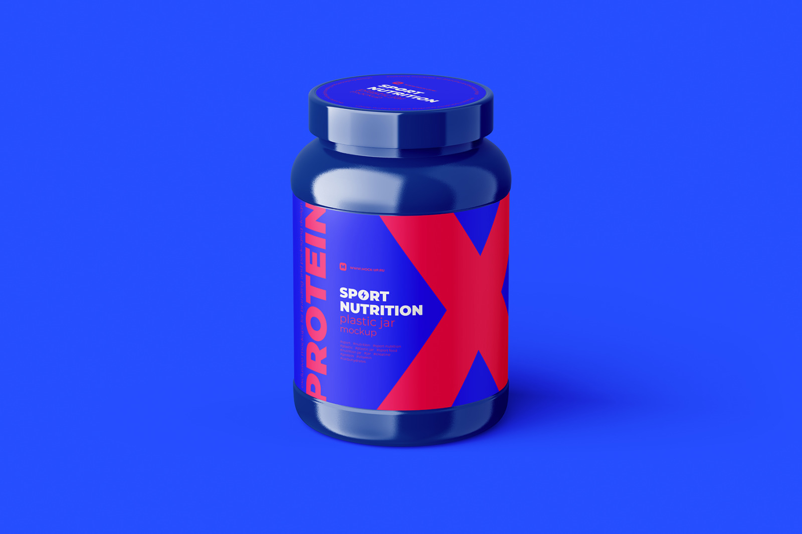 Sport Nutrition Plastic Jar Mockup - angle shot Sport Nutrition Plastic Jar Mockup - angle shot