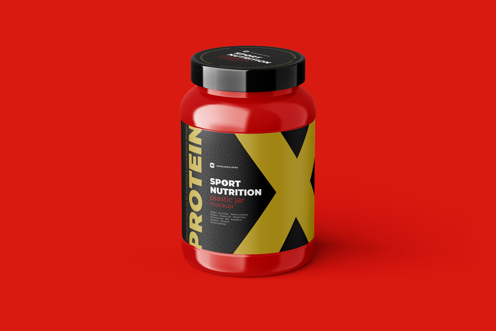 Sport Nutrition Plastic Jar Mockup - angle shot Sport Nutrition Plastic Jar Mockup - angle shot