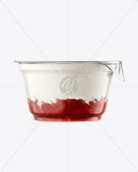 Plastic Cup w/ Yogurt and Strawberry Jam