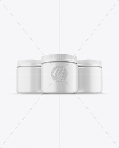 Three Matte Plastic Jars Mockup