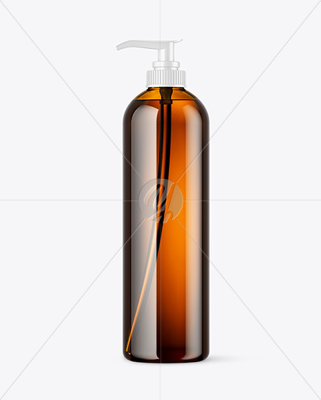 Amber Cosmetic Bottle w/ Pump Mockup