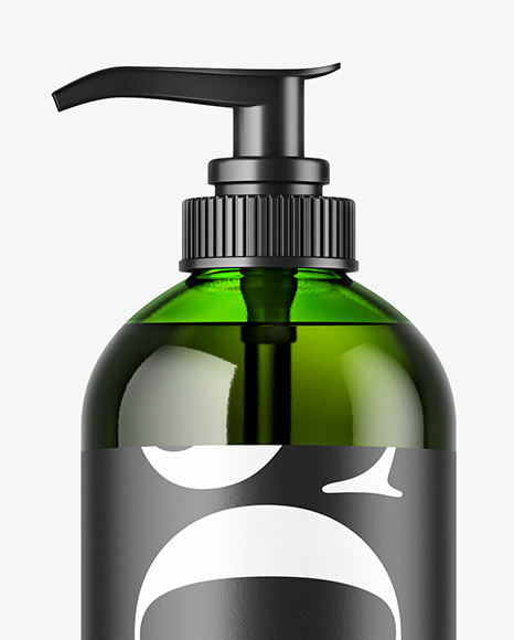 Green Cosmetic Bottle w/ Pump Mockup