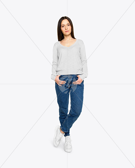 Woman in a Sweatshirt Mockup