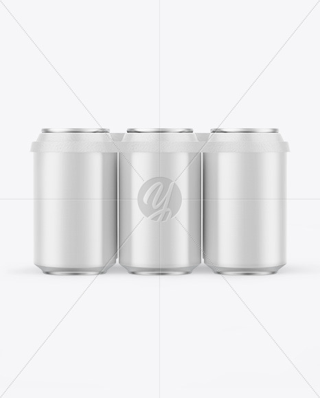 6 Pack Matte Cans with Holder Mockup