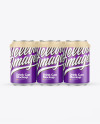 6 Pack Matte Cans with Holder Mockup