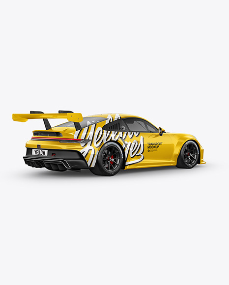 Sport Car Mockup - Back Half Side View