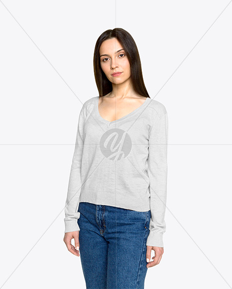 Woman in a Sweatshirt Mockup